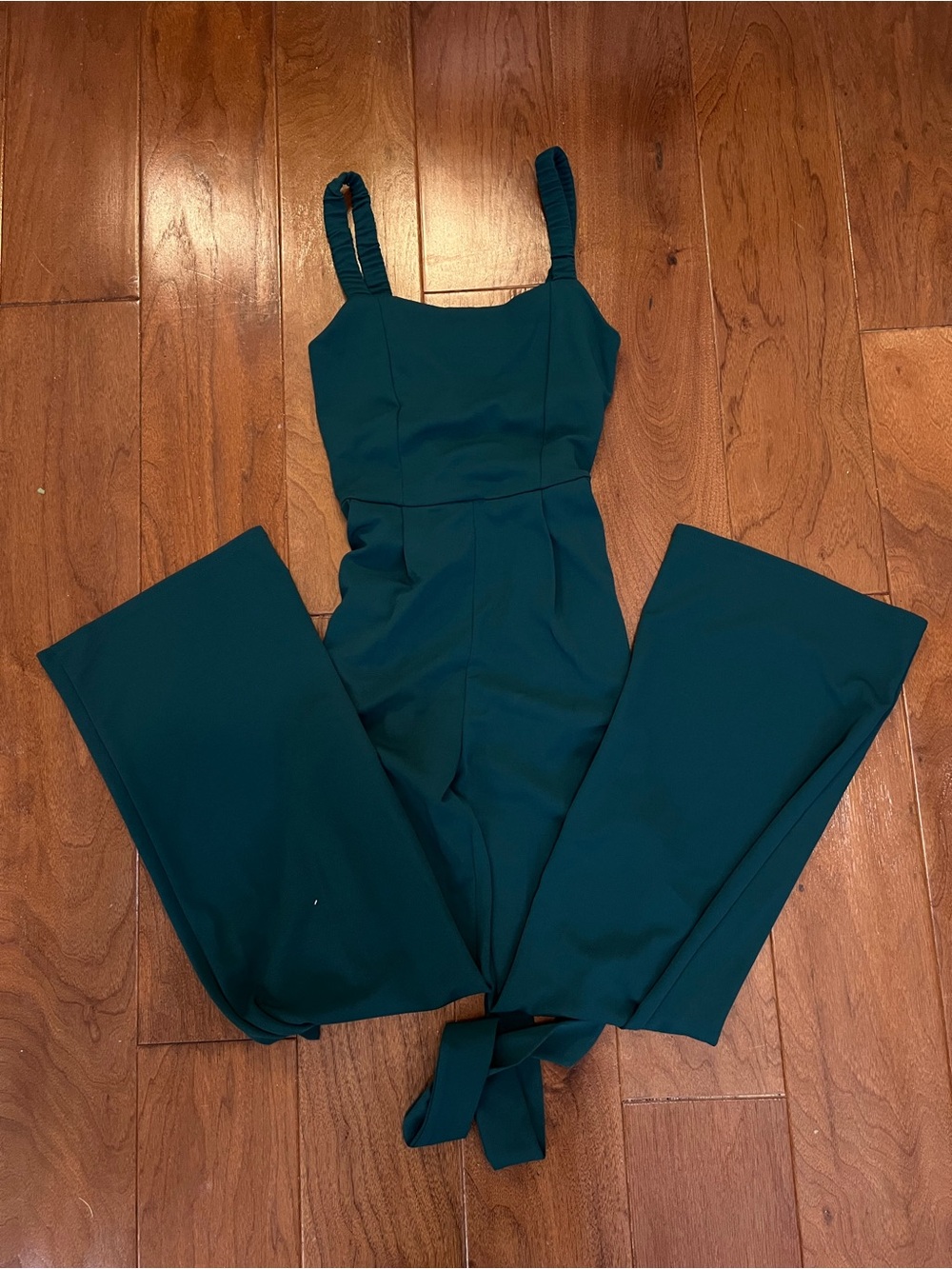 Women’s Teal Wide-Leg Jumpsuit with Straps